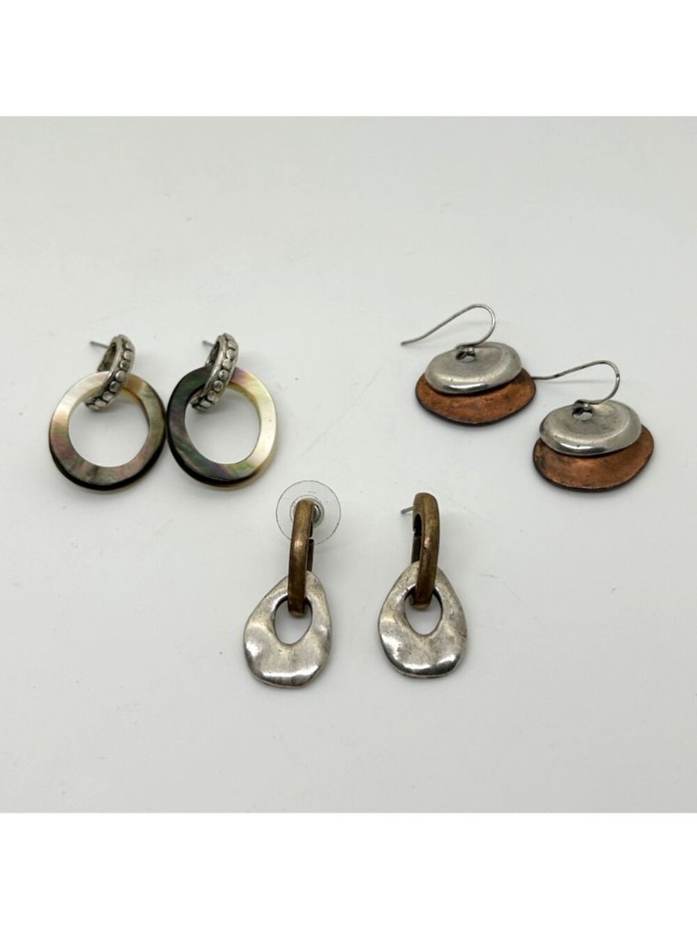 Chicos & Mother Of Pearl Earring Lot Hoop Drop Mixed Metal Pierced Dangle - Picture 2 of 9